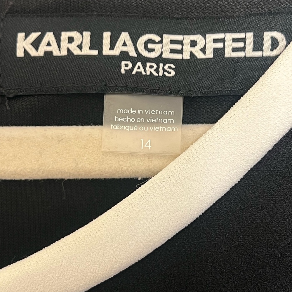 Karl Lagerfeld Black Dress with White Trim - Picture 3 of 7
